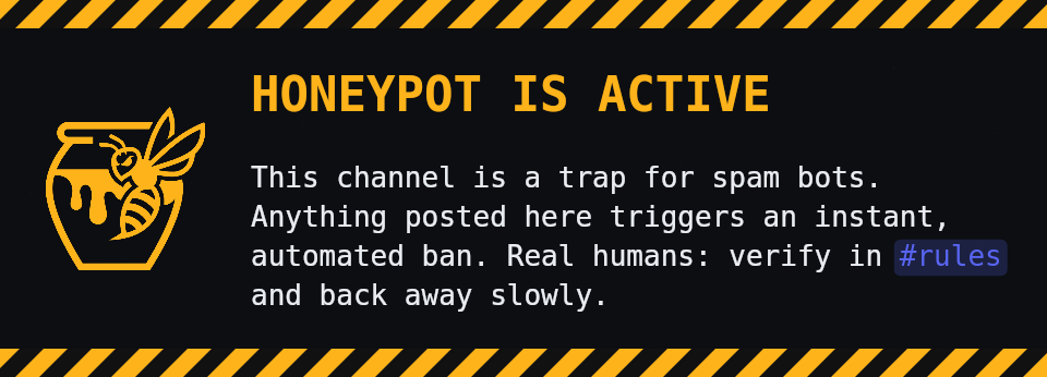 Example honeypot warning banner generated by MadHoney