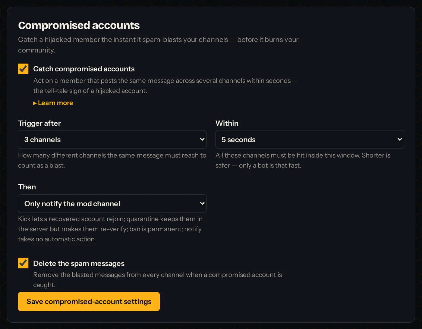 Catch a stolen account.